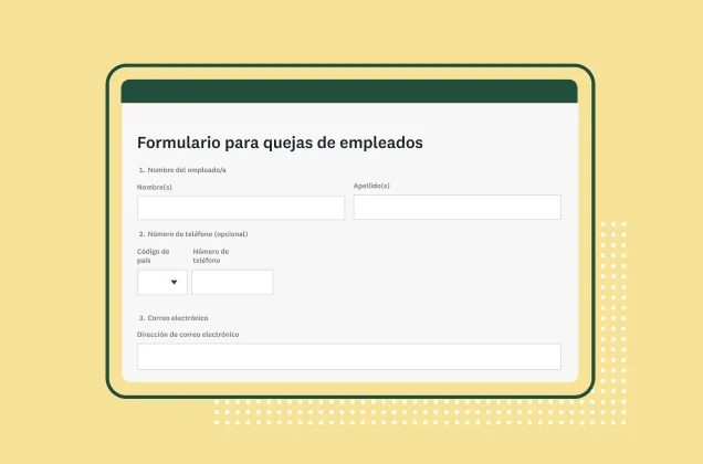 Captura de pantalla de la plantilla de formulario para quejas de empleados de SurveyMonkey