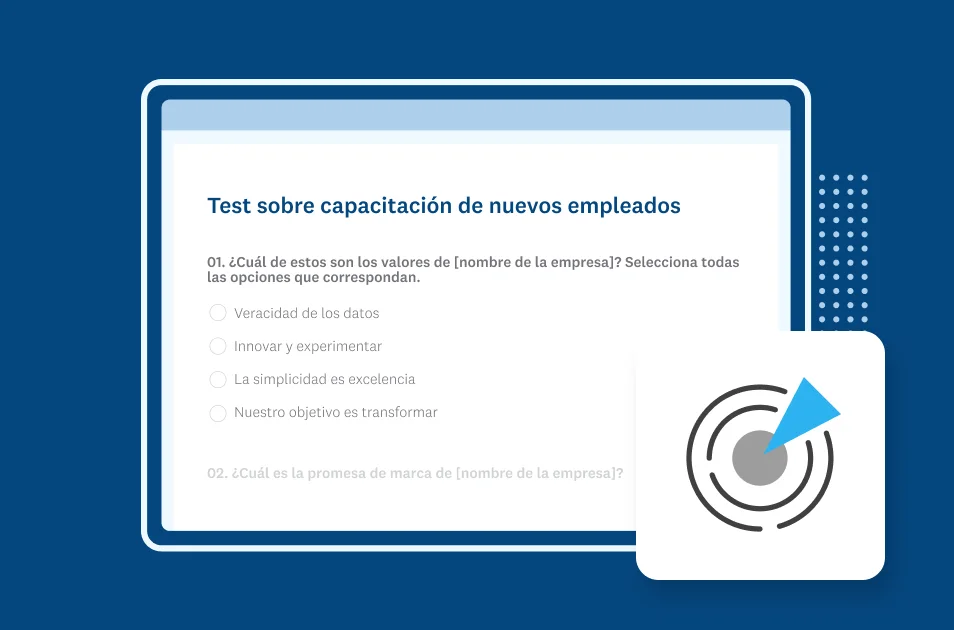 Captura de pantalla de la plantilla de test de SurveyMonkey sobre capacitación de nuevos empleados