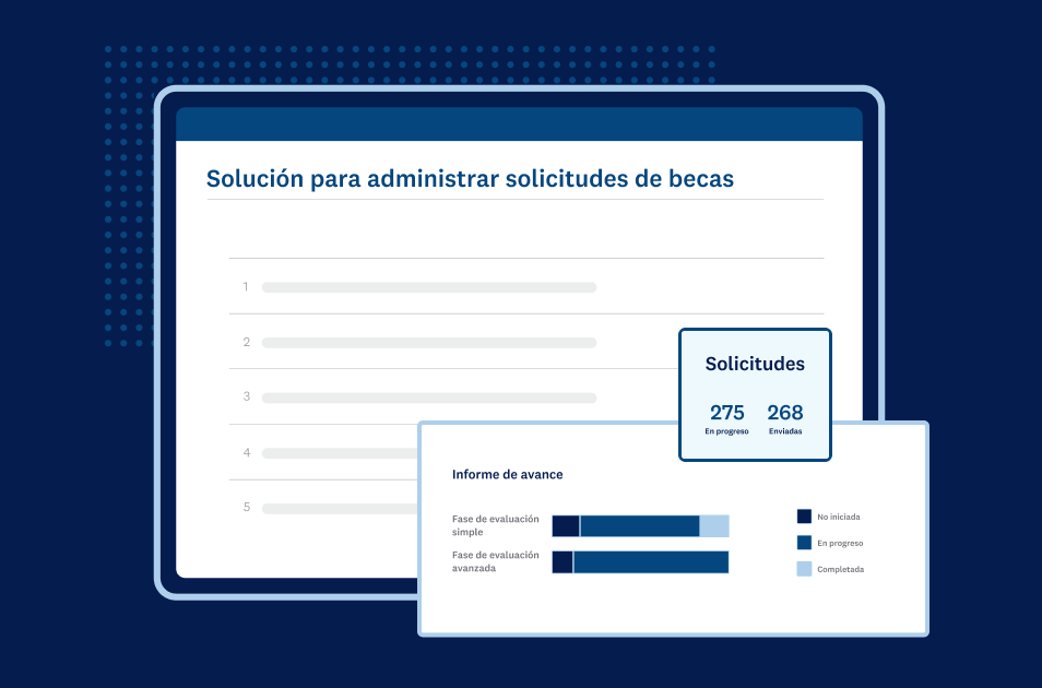 Captura de pantalla de la solución SurveyMonkey para administrar solicitudes de becas