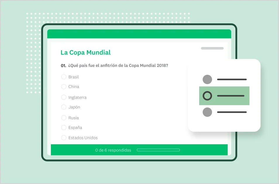 Captura de pantalla de la plantilla de test de SurveyMonkey sobre la Copa Mundial