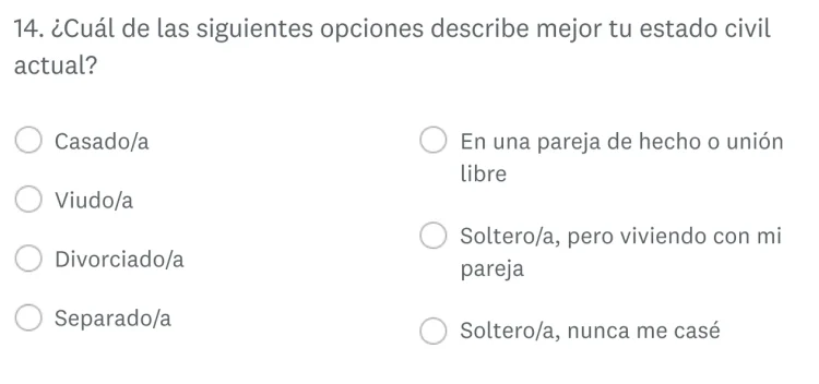 Pregunta demográfica cerrada