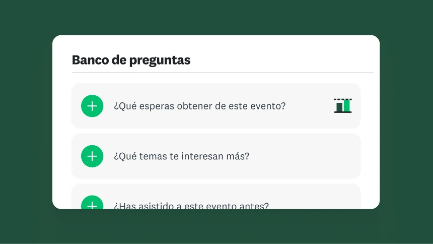 Un menú de un banco de preguntas que muestra preguntas de encuesta sugeridas.
