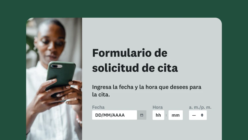 Captura de pantalla de la plantilla de formulario para solicitud de cita