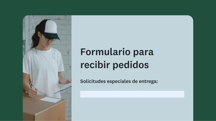 Formulario para pedido que muestra instrucciones especiales de entrega