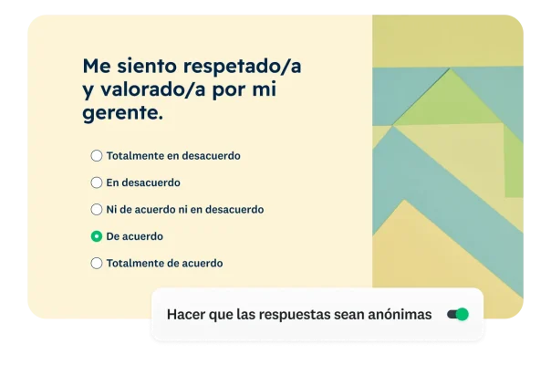 Pregunta de la encuesta para saber si el usuario se siente respetado y valorado por su gerente en la empresa donde trabaja