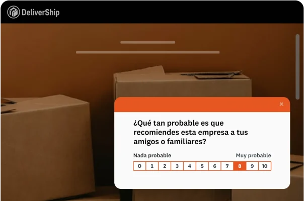 Pregunta de la encuesta sobre la probabilidad de que el usuario recomiende una empresa a amigos o familiares