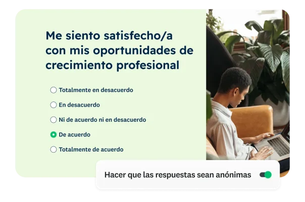 Pregunta de la encuesta sobre si el usuario está satisfecho con las oportunidades de crecimiento profesional