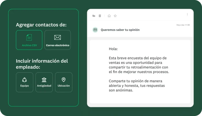 Imagen que muestra la interfaz de usuario para crear encuestas para el equipo de ventas