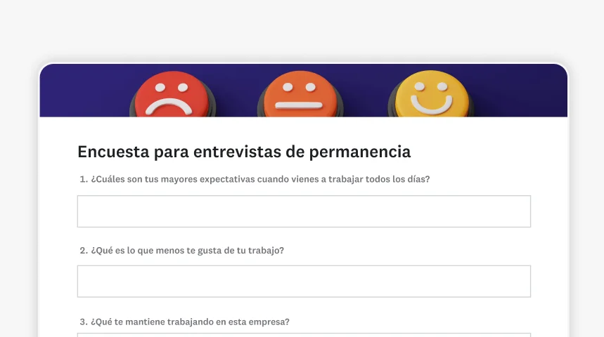 Captura de pantalla de la plantilla de encuesta de SurveyMonkey para entrevista de permanencia