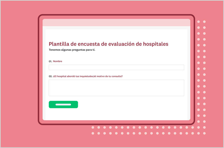 Captura de pantalla de la plantilla de encuesta de SurveyMonkey para la evaluación de hospitales