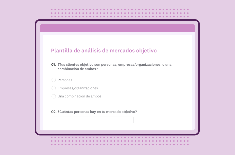 Captura de pantalla de la plantilla de encuesta de SurveyMonkey sobre análisis de mercado objetivo