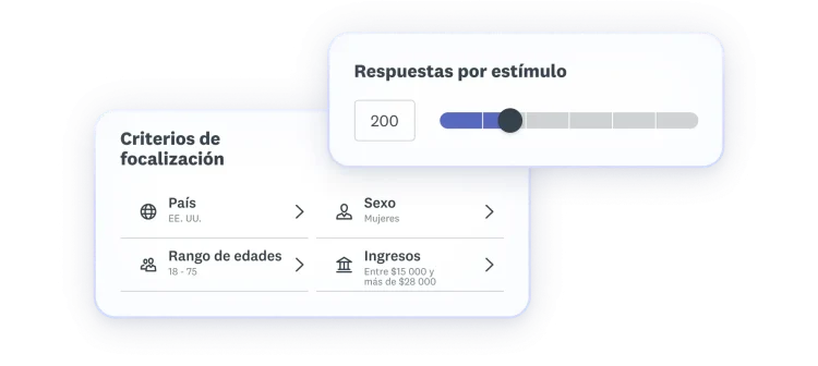 Criterios de focalización donde la población elegida son mujeres entre 18 y 75 años en EE. UU. con ingresos de entre 15 y 28 mil dólares