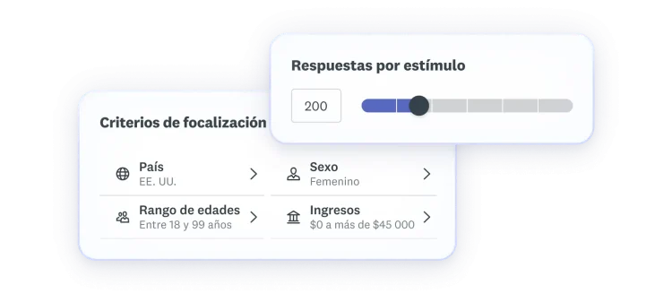 Selección de criterios de focalización donde el país es EE. UU., el rango de edades es entre 18 y 99 años, el sexo es femenino y los ingresos son entre 0 y 200 000