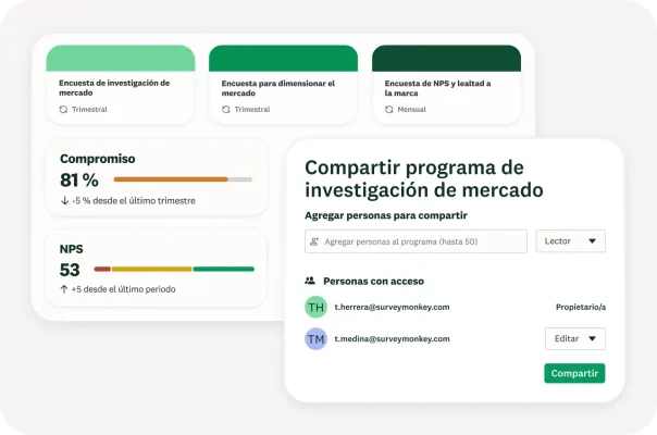 Ventana Compartir para el programa de investigación de mercado
