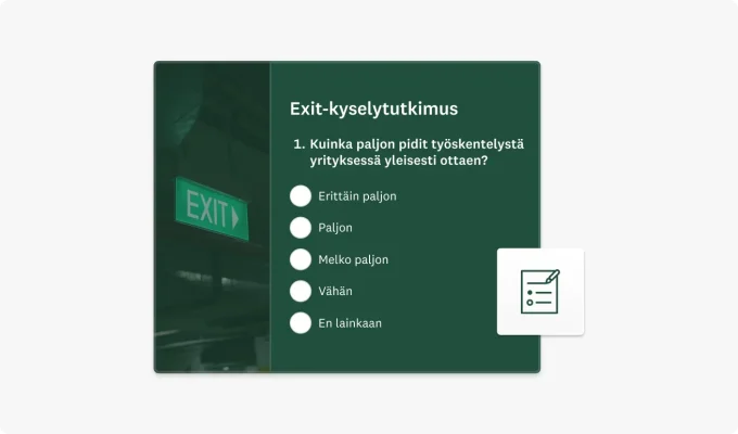 Näyttökuva exit-kyselytutkimuksen mallista