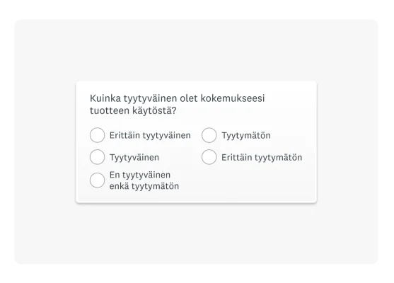 Näyttökuva asiakastyytyväisyyskyselystä