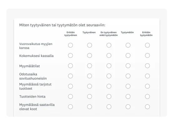 Esimerkki matriisikysymyksestä