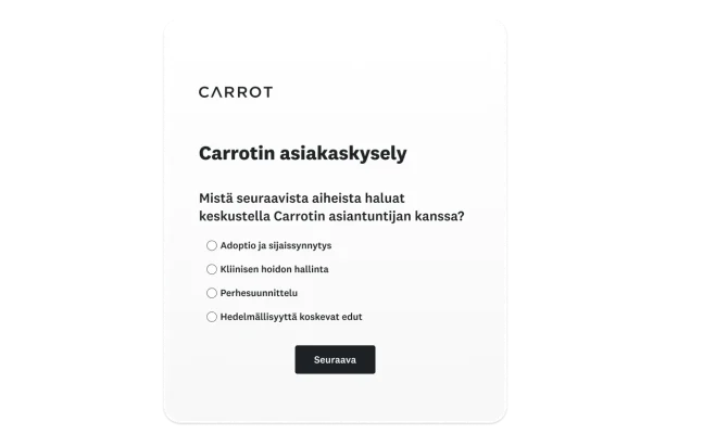 Carrotin kyselytutkimuskysymys