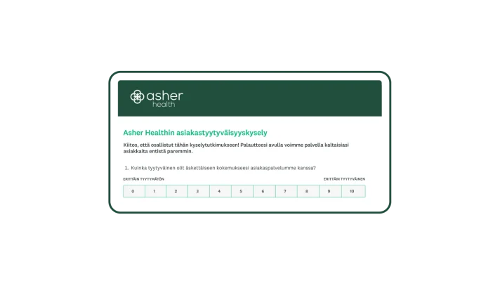 Asiakastyytyväisyyspisteitä mittaava kyselytutkimus, jolla arvioidaan tyytyväisyyttä asiakastukeen