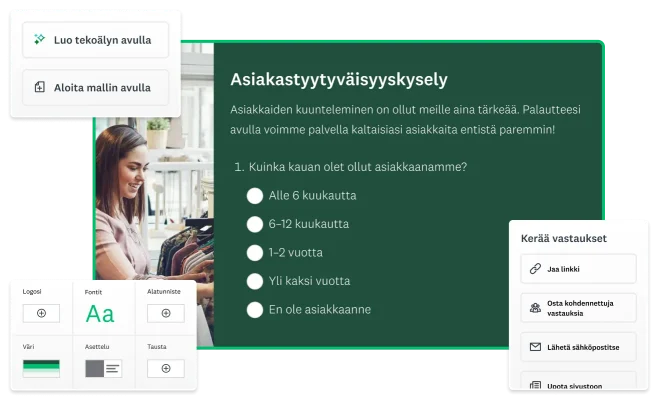 Kuvakaappaus asiakastyytyväisyyttä arvioivasta SurveyMonkeyn kyselytutkimusmallista