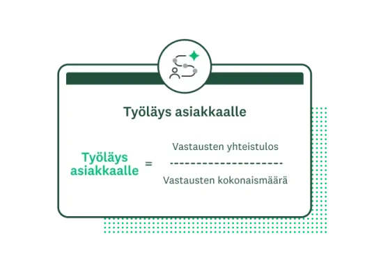 Työläys asiakkaalle on yhtä kuin vastausten yhteenlaskettu pistemäärä jaettuna vastausten lukumäärällä