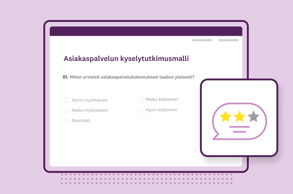 Kuvakaappaus SurveyMonkeyn asiakaspalvelun kyselytutkimusmallista