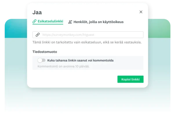 Esikatselulinkin toiminto, joka mahdollistaa suoran kommenttien lisäämisen