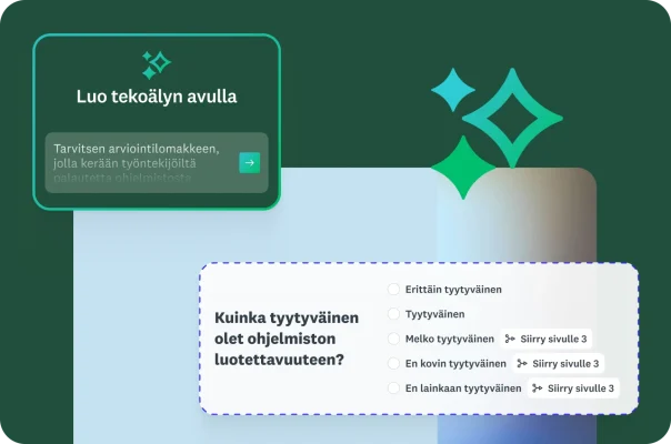 Ohjelman luotettavuutta koskeva kyselytutkimus, jossa on ohituslogiikka, sekä peittokuva, jossa on tekoälylle annettu kehote.