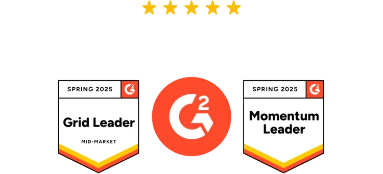 Yli 14 000 viiden tähden arvostelua G2.comissa ja merkit, joiden mukaan SurveyMonkey on saanut kevään 2025 keskisuurten yritysten Grid Leader ‑tunnustuksen sekä Momentum Leader ‑tunnustuksen