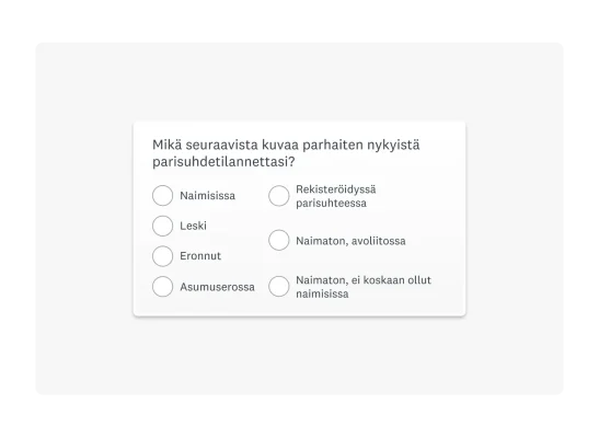 Esimerkki demografisesta kysymyksestä
