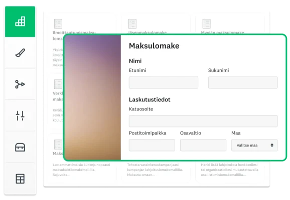 Näyttökuva SurveyMonkeyssa luotavasta maksulomakkeesta