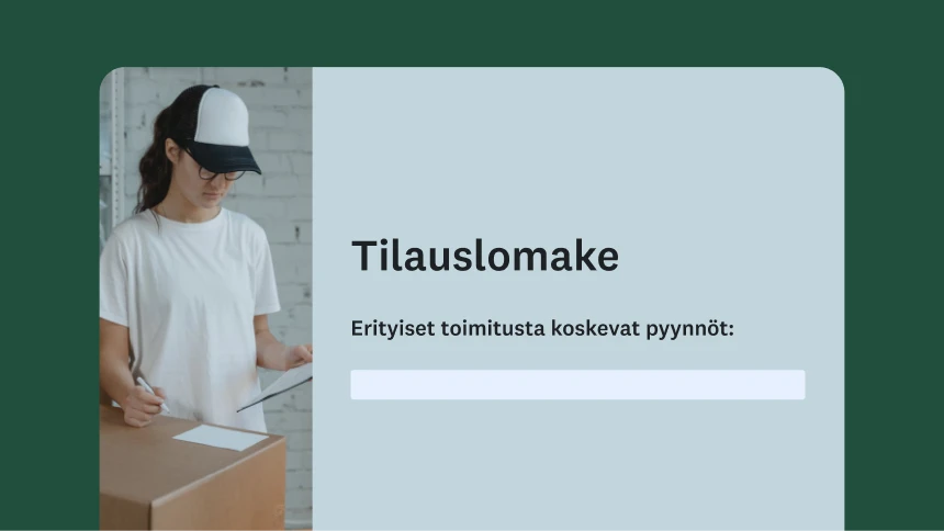 Tilauslomake, jossa näkyvät erityiset toimitusta koskevat pyynnöt