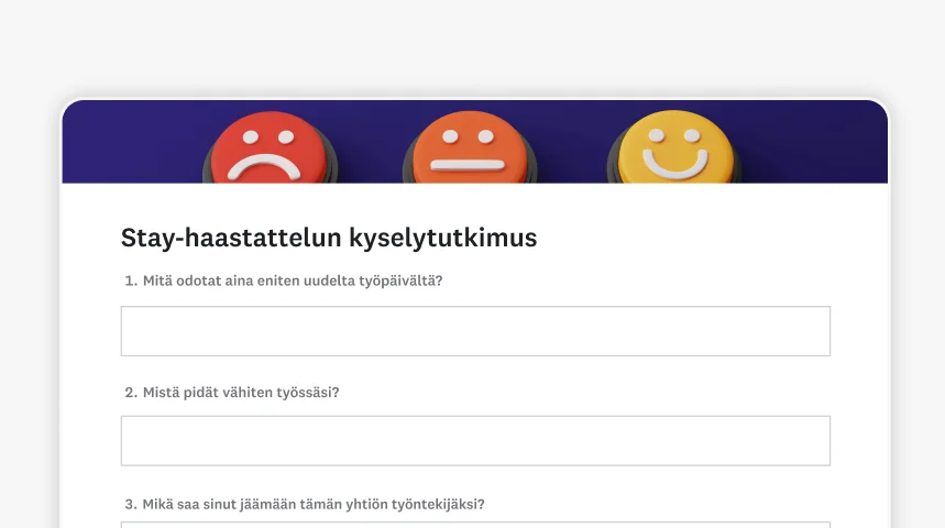 Kuvakaappaus SurveyMonkeyn stay-kyselytutkimusmallista