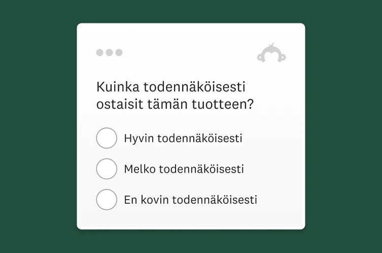 Näyttökuva kyselytutkimuskysymyksestä