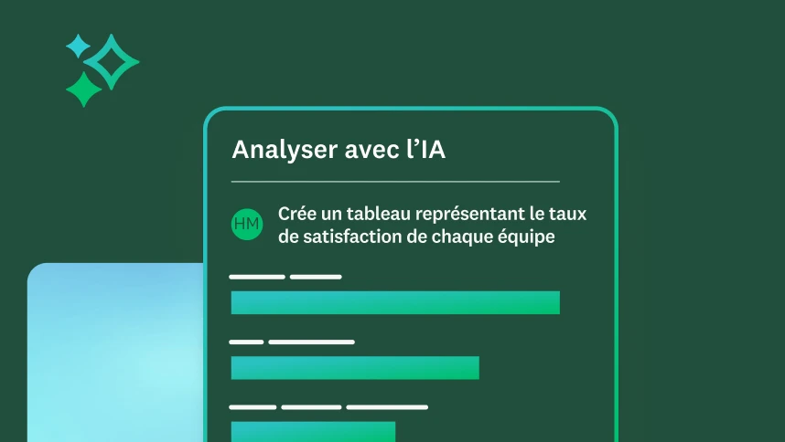 Capture d’écran contenant un prompt d’analyse IA pour obtenir un tableau représentant le taux de satisfaction des employés par service.