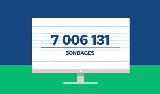 écran d'ordinateur avec le nombre de sondages envoyés en 2020 avec SurveyMonkey