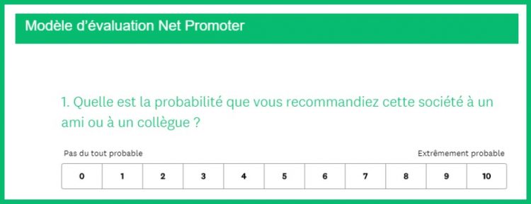 Illustration de la question NPS avec échelle de réponse de 0 à 10