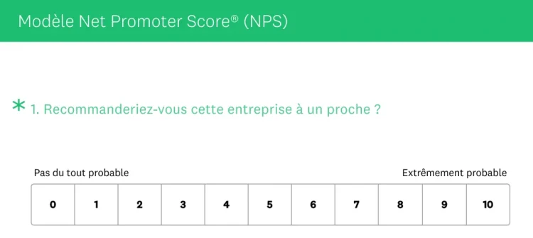 Exemple de question NPS (Net Promoter Score®)