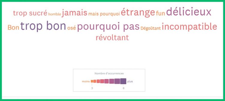 Nuage de mots représentant les réponses les plus données à la question sur la pizza