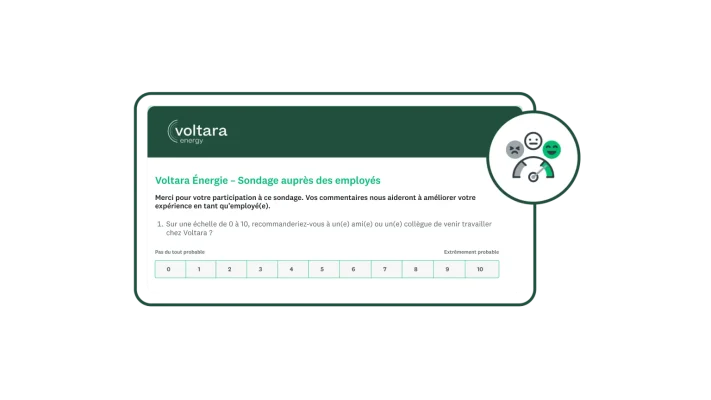 Capture d’écran d’une question de sondage
