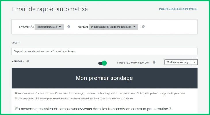 Email de rappel automatisé