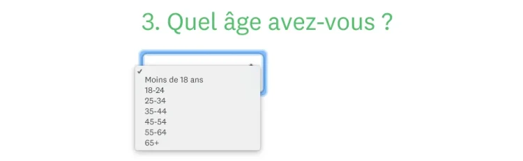 question fermée de type Liste déroulante