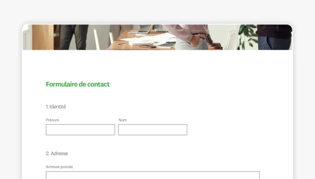 Capture d’écran du modèle de formulaire de contact SurveyMonkey