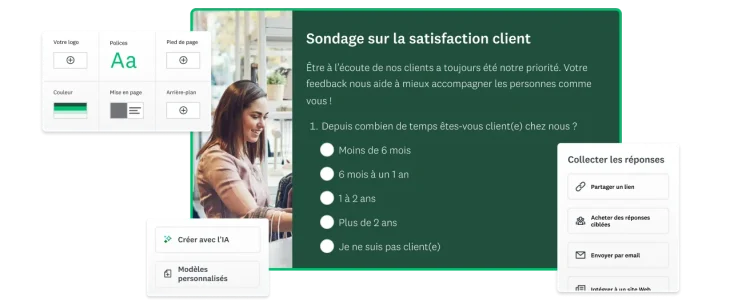 Capture d’écran illustrant la création d’un sondage de satisfaction client dans SurveyMonkey