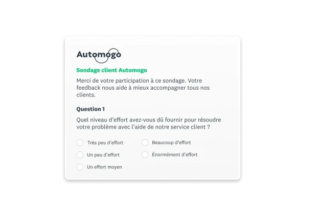Question de sondage sur le niveau d’effort qu’un participant a dû fournir pour résoudre un problème