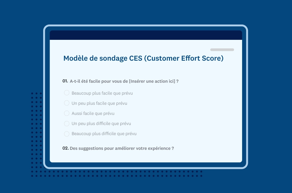 Capture d’écran du modèle de sondage CES (Customer Effort Score)