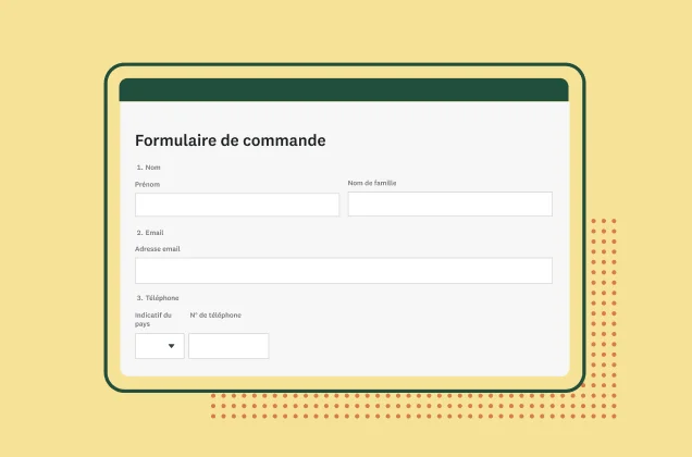 Capture d’écran d'un formulaire de commande