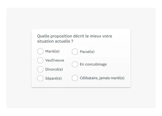 Exemple de question démographique sur la situation familiale
