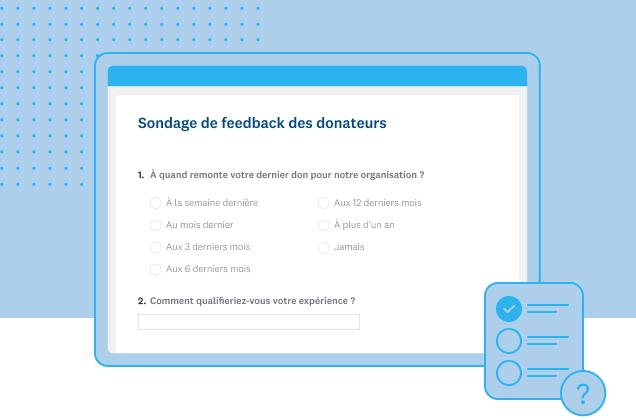 Capture d’écran du modèle de sondage SurveyMonkey sur le feedback des donateurs