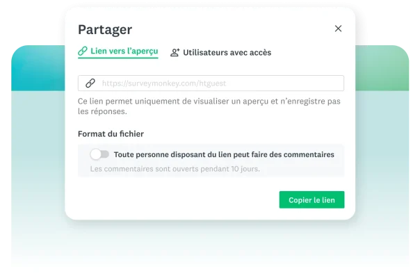 Illustration de la fonctionnalité Lien vers l’aperçu qui permet d’ajouter directement des commentaires